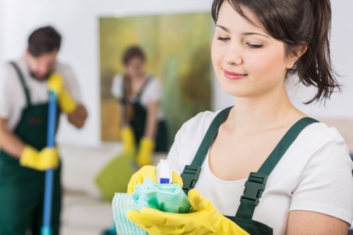 Local upholstery cleaning service treating stains on a sofa