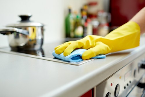 Commercial cleaner in a SW17 office reception area